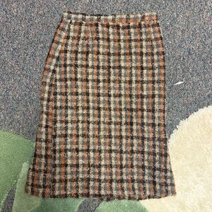 Vintage Handmade Plaid Wool Blend Skirt